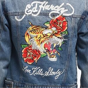 Ed Hardy Screaming Tiger Denim Jacket XL-NWT